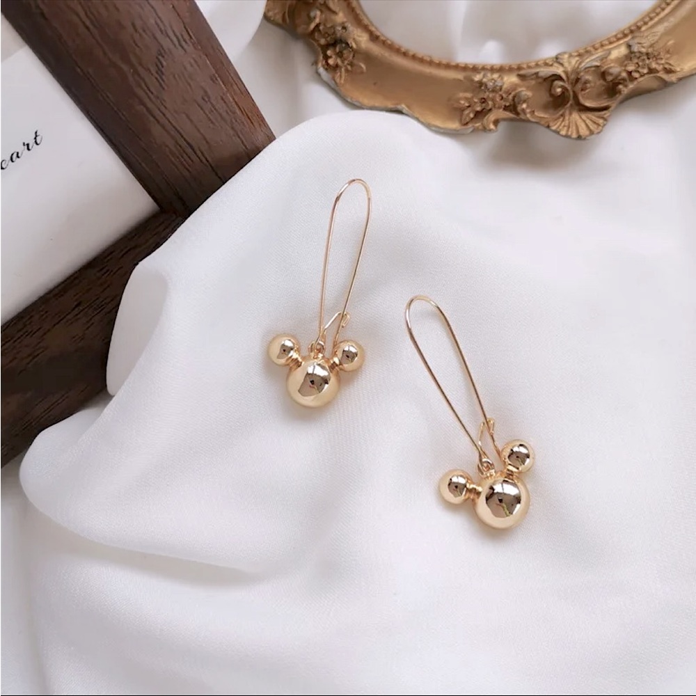 Mickey Mouse Dangle Gold Minimalist Minnie Disney World Cartoon 90s Gift Earring - Picture 4 of 8